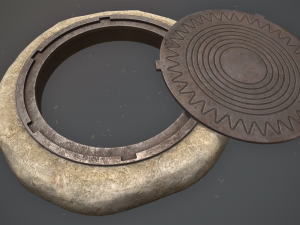 sewer hatch v4 low poly lods 3D मॉडल