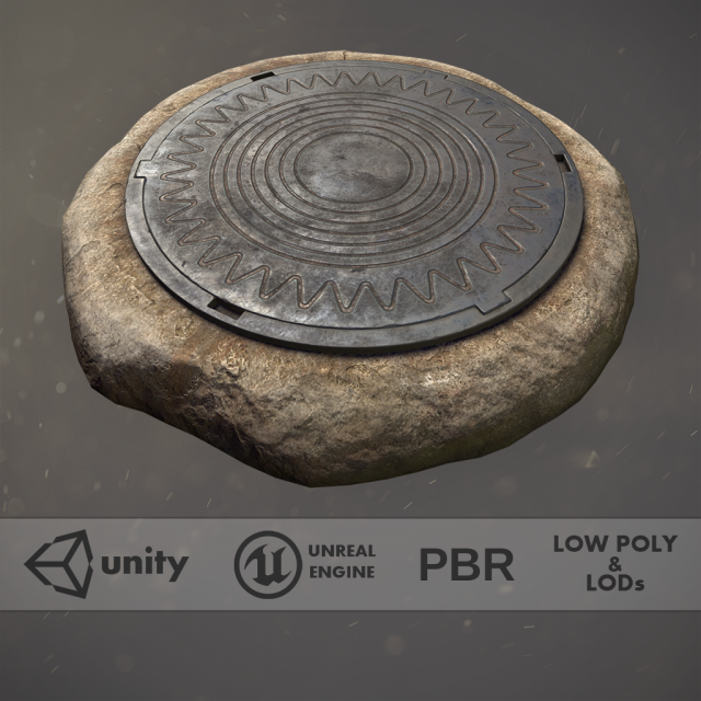 sewer hatch v5 low poly lods 3D Model .c4d .max .obj .3ds .fbx .stl .blend 