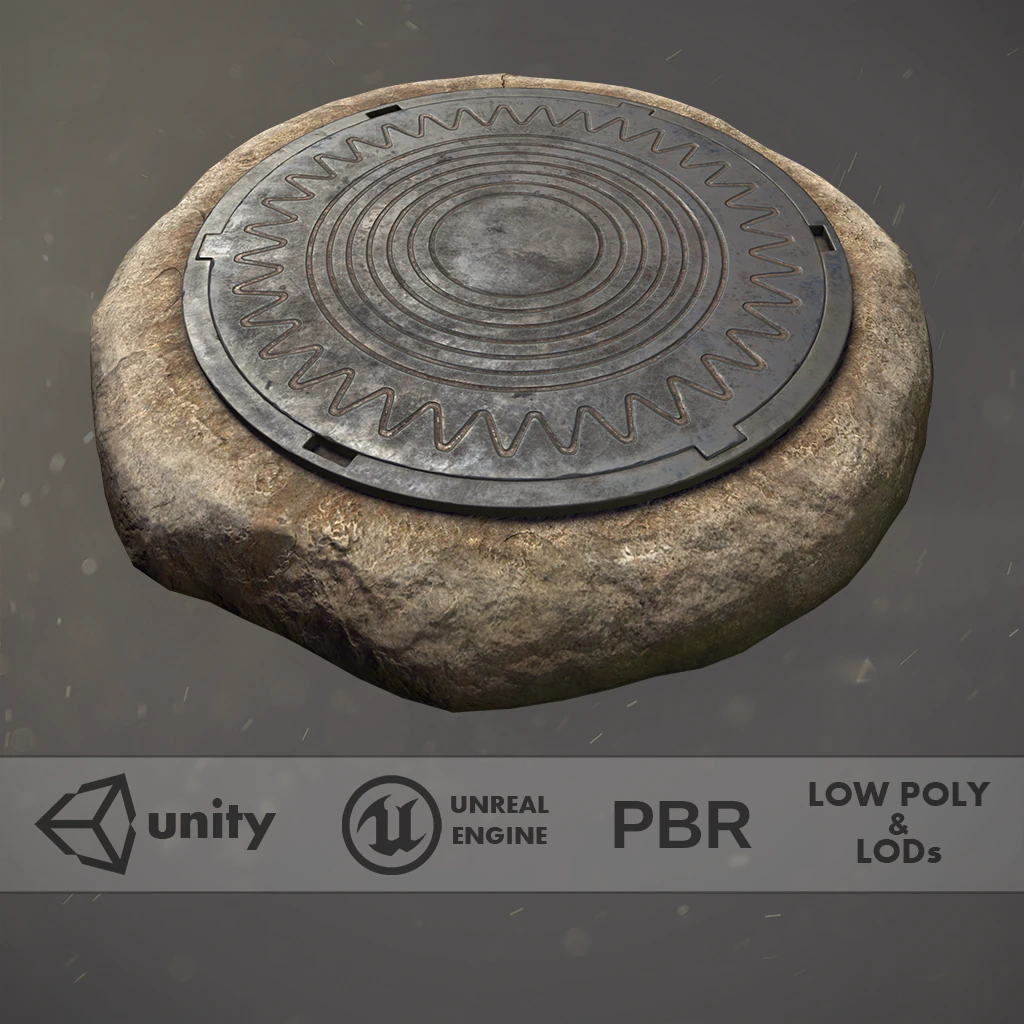 sewer hatch v5 low poly lods 3D Model .c4d .max .obj .3ds .fbx .stl .blend 