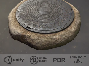 sewer hatch v5 low poly lods 3D Model