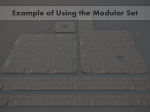 sidewalk set 1 modular low poly color options 3D 模型