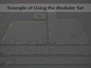 sidewalk set 1 modular low poly color options 3D Model