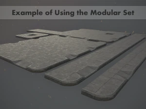 sidewalk set 1 modular low poly color options 3D Model