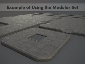 sidewalk set 1 modular low poly color options 3D Model