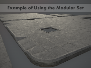 sidewalk set 1 modular low poly color options 3D 模型