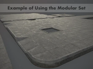 sidewalk set 1 modular low poly color options 3D Model