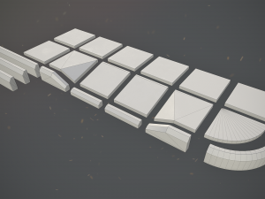 sidewalk set 1 modular low poly color options 3D 模型