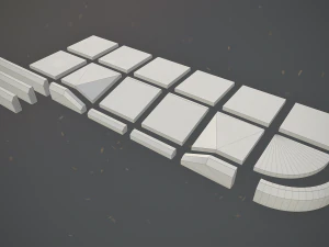 sidewalk set 1 modular low poly color options 3D Model