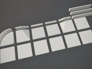 sidewalk set 1 modular low poly color options 3D Model