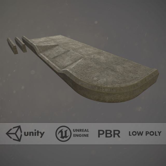 sidewalk set 2 modular low poly color options Modelo 3D .c4d .max .obj .3ds .fbx .stl .blend 