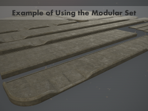 sidewalk set 2 modular low poly color options Modelo 3D