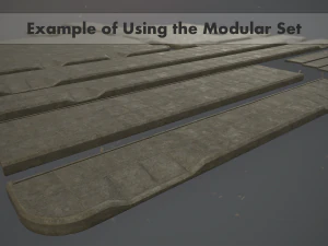 फुटपाथ सेट 2 मॉड्यूलर लो पॉली रंग विकल्प 3D मॉडल