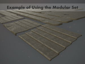 sidewalk set 2 modular low poly color options Modelo 3D