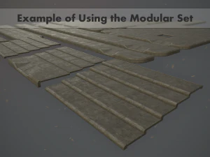 फुटपाथ सेट 2 मॉड्यूलर लो पॉली रंग विकल्प 3D मॉडल