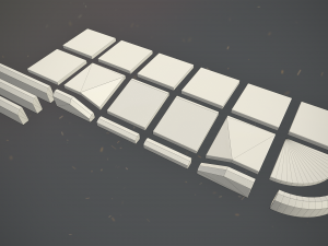 sidewalk set 2 modular low poly color options Modelo 3D