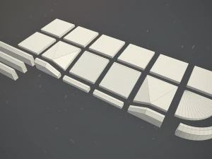 फुटपाथ सेट 2 मॉड्यूलर लो पॉली रंग विकल्प 3D मॉडल