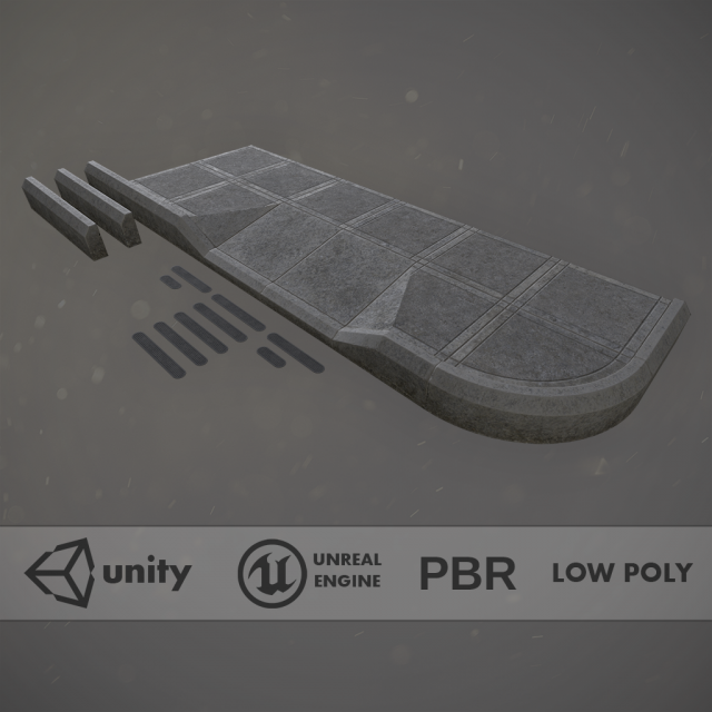 sidewalk set 3 modular low poly color options 3D मॉडल .c4d .max .obj .3ds .fbx .stl .blend 
