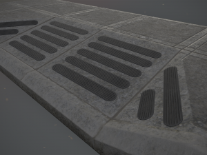 sidewalk set 3 modular low poly color options 3D मॉडल