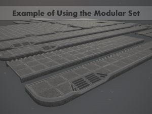 sidewalk set 3 modular low poly color options 3D मॉडल