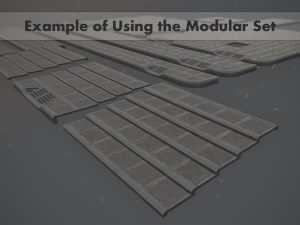 sidewalk set 3 modular low poly color options 3D मॉडल
