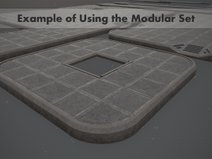 sidewalk set 3 modular low poly color options 3D मॉडल