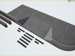 sidewalk set 3 modular low poly color options 3D मॉडल