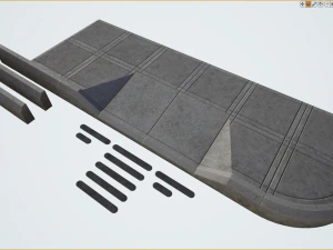 ensemble de trottoirs 3 options de couleurs modulaires low poly Modèle 3D