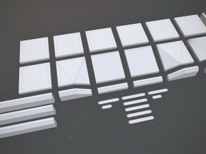 sidewalk set 3 modular low poly color options 3D मॉडल