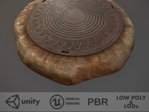 sewer hatch v6 low poly lods 3D मॉडल