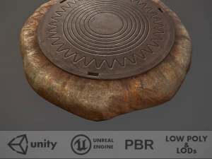 sewer hatch v6 low poly lods 3D Model