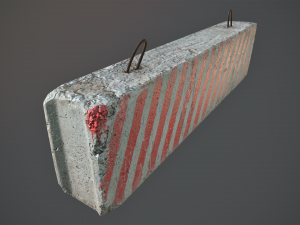 concrete roadblock barrier low poly lods 3Dモデル