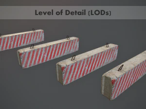 कंक्रीट रोडब्लॉक बैरियर लो पॉली लॉड्स 3D मॉडल
