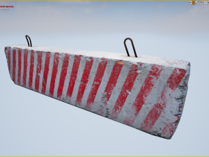 concrete roadblock barrier low poly lods 3Dモデル