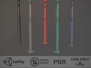 pacote de poste de amarra&ccedil;&atilde;o de barreira 1 v1 cinco op&ccedil;&otilde;es de cores low poly lods Modelo 3D