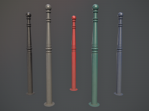 barrier bollard pack 1 v1 five color options low poly lods 3D Model