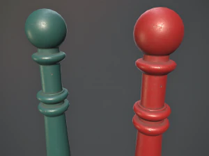 barrier bollard pack 1 v1 five color options low poly lods 3D Model