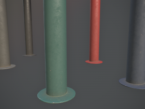 barrier bollard pack 1 v1 five color options low poly lods 3D Model