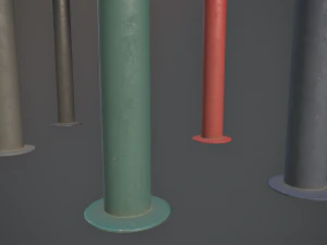 barrier bollard pack 1 v1 five color options low poly lods 3D Model