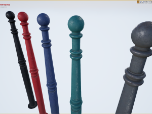 barrier bollard pack 1 v1 five color options low poly lods 3D Model