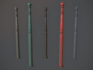barrier bollard pack 1 v2 five color options low poly lods Modelo 3D