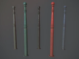 barrier bollard pack 1 v2 five color options low poly lods 3D Model