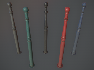 barrier bollard pack 1 v2 five color options low poly lods Modelo 3D