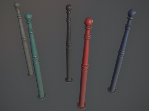 barrier bollard pack 1 v2 five color options low poly lods Modelo 3D