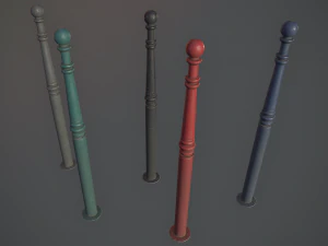 barrier bollard pack 1 v2 five color options low poly lods 3D Model