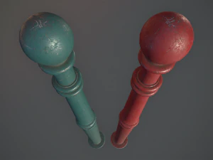 barrier bollard pack 1 v2 five color options low poly lods 3D Model