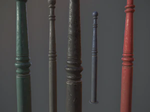 barrier bollard pack 1 v2 five color options low poly lods 3D Model