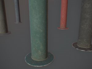 barrier bollard pack 1 v2 five color options low poly lods Modelo 3D