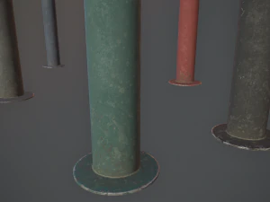 barrier bollard pack 1 v2 five color options low poly lods 3D Model