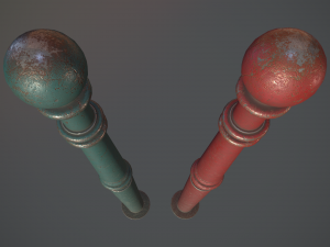 barrier bollard pack 1 v3 five color options low poly lods Model 3D