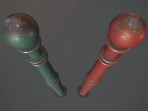 बैरियर बोलार्ड पैक 1 वी3 पांच रंग विकल्प लो पॉली लॉड्स 3D मॉडल